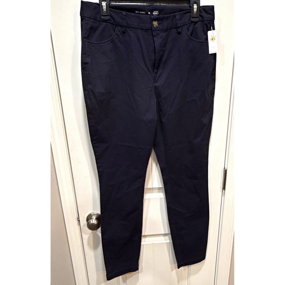 Old Navy Women's High Rise Skinny Twill Pants Stretch Pockets Navy Size 12 NWT